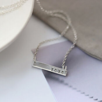 Hugs And Kisses Silver Bar Necklace, 6 of 9
