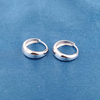 Thick 12 Mm Silver Huggie Hoops, Minimalistic Dainty Hoops, 5 of 7