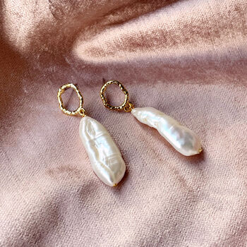 Organic Pearl And Molten Earrings, 2 of 7