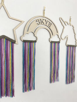 Personalised Wooden Rainbow With Luxury Fringing, 10 of 12