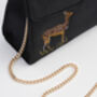 Deer And Moon Embroidered Black Velvet Tote, thumbnail 6 of 7