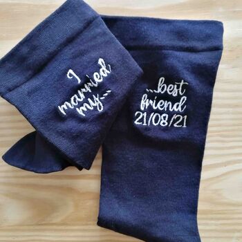 Personalised Groom Wedding Socks 2nd Anniversary Gift, 4 of 7