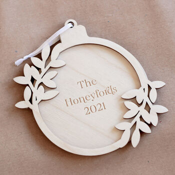 Personalised Wooden Christmas Ornament For Couples, 2 of 4