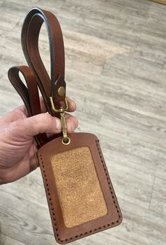 Personalised Spanish Brown Leather ID Holder And Lanyard, 2 of 12