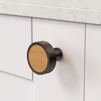 Bronze Cabinet Knobs With Wood Inserts For Cabinet Knobs For Cupboard Doors And Drawers. Solid Brass, 7 of 7