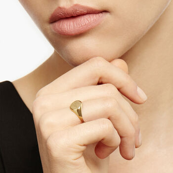 Double Initial Script 9 K Yellow Gold Round Signet Ring, 2 of 4
