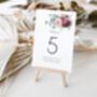 Wedding Table Numbers Burgundy Red Pink Florals, thumbnail 3 of 4