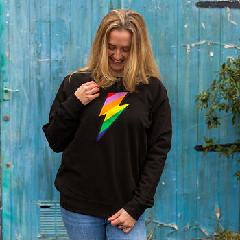 Black Embroidered Rainbow Lightning Bolt Sweatshirt, 3 of 3