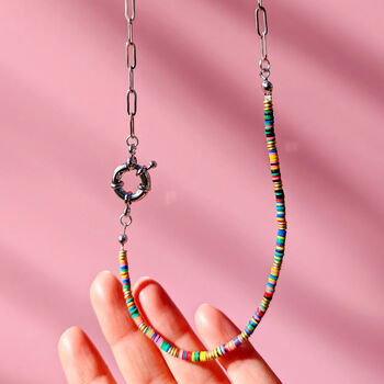 African Recycled Records Bead And Chain Necklace, 6 of 12