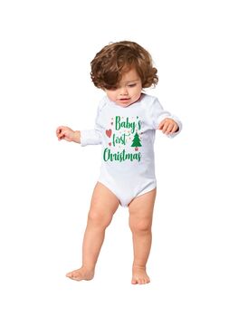 Personalised Baby Long Sleeve Bodysuit 1st Christmas, 5 of 7