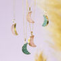 Gemstone Crescent Moon Gold Or Silver Plated Necklace, thumbnail 1 of 12