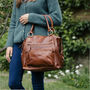 Leather Tote With Zip Pocket, Tan, thumbnail 2 of 7