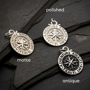 Travel Safe Personalised Silver Compass St Christopher, 6 of 10