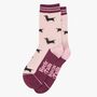 Sausage Dog Pinstripe Bamboo Ankle Socks Women's Berry Pink, thumbnail 3 of 4