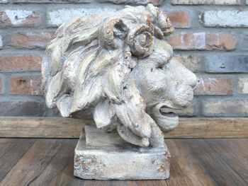 7 Kg Large 41cm Distressed Stone Effect Lion’s Head Planter, 5 of 5