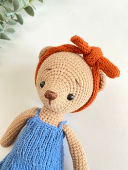 Handmade Crochet Teddy Bear With Clothes, 7 of 12