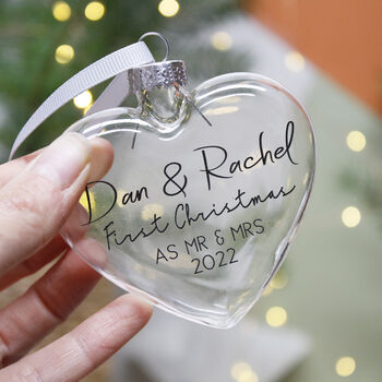 First Married Christmas Glass Bauble Keepsake, 11 of 12