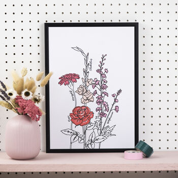 Personalised Family Birth Flower Print, 6 of 6