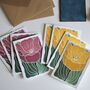 Tulip In Bloom Linocut Notecards Set Of Eight, thumbnail 5 of 6