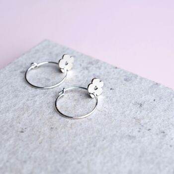 Sterling Silver Poppy Flower Hoop Earrings, 4 of 7