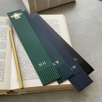 Personalised Leather Bookmark With Bee, 7 of 7