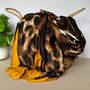 Leopard Print Scarf With Contrast Border In Mustard, thumbnail 1 of 4