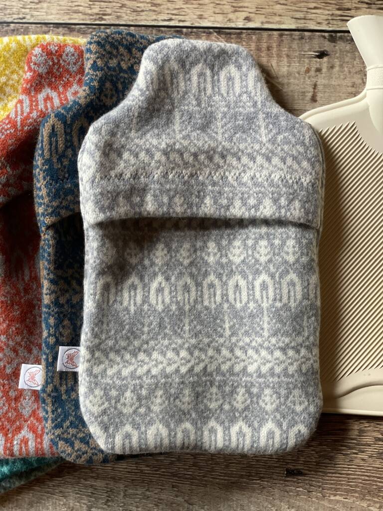 Soft Knitted Hot Water Bottle Nature Pattern Grey, 1 of 8