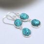 Sterling Silver Double Turquoise Dangly Oval Earrings, thumbnail 1 of 4