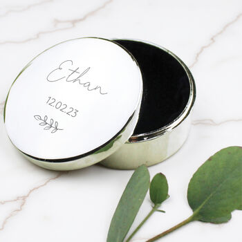 Personalised Botanical First Tooth/Curl Trinket Box Per, 4 of 5