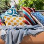 Oblong Ikat Velvet Cushion Multi Zigzag, thumbnail 9 of 9