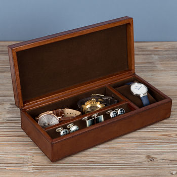 Personalised Leather Watch And Cufflink Box, 6 of 10