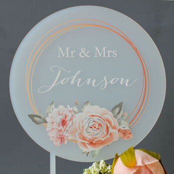 Personalised Wedding Cake Topper Rose Design, 2 of 7