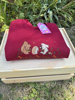 Woodland Animal Folk Band Embroidered Sweatshirt, 3 of 4