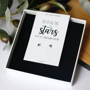 Star Earrings Gift On Star Print Card, 7 of 7