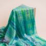 100% Mulberry Silk Scarf, Light Green And Rainbow, thumbnail 3 of 6