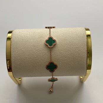 Adina Clover Bracelet Rose Gold Emerald, 2 of 6