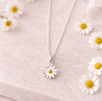 Sterling Silver Daisy Pendant Necklace, 2 of 8