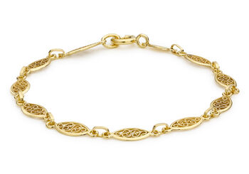 Women's 9ct Yellow Gold Filigree Oval Bracelet, 4 of 7