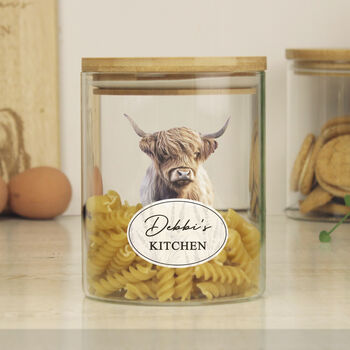 Personalised Highland Cow Glass Storage Jar, 4 of 7