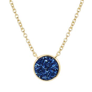 Round 18k Gold Plated Blue Druzy Crystal Necklace, 3 of 4