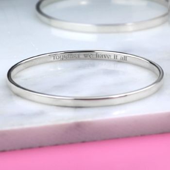 personalised silver bangle by hersey silversmiths | notonthehighstreet.com