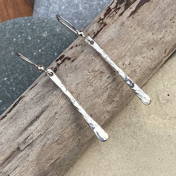 Hand Forged Sterling Silver Drop Earrings, 2 of 4
