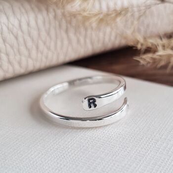 Sterling Silver Initials Hug Ring, 4 of 9