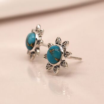 Sterling Silver Turquoise And Topaz Stud Earrings, 3 of 11