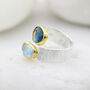 Aquamarine And Kyanite Gemstone Textured Silver Ring, thumbnail 2 of 5