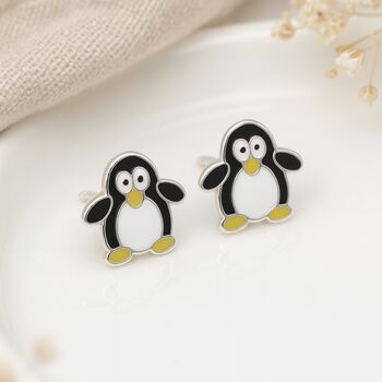 Sterling Silver Penguin Stud Earrings – 10mm, 2 of 6