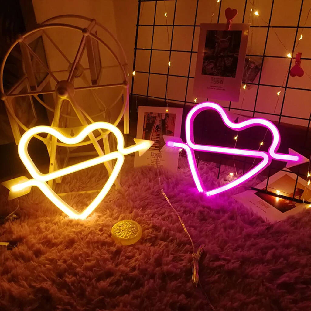 Cupid's Heart LED Neon Night Light, 1 of 8