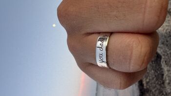 Men’s Custom Handwriting Adjustable Ring – Sterling Silver, 5 of 5