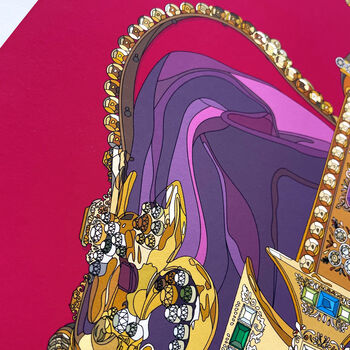 King Charles Coronation Crown Magenta Art Print, 6 of 8