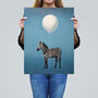 Zebra Party For One Animal Striped Fun Wall Art Print, thumbnail 2 of 6